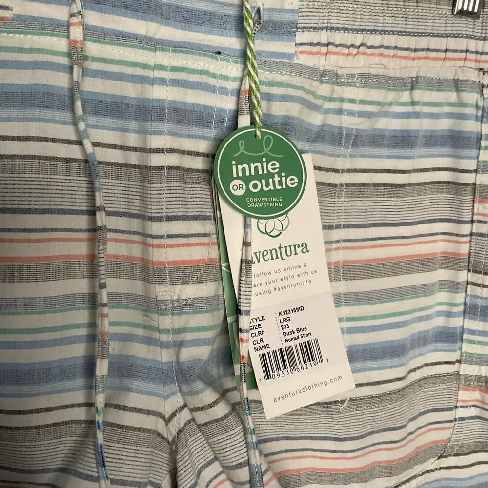 Aventura Womens‎ Blue Striped Organic Cotton Shorts Size L. - Picture 3 of 7